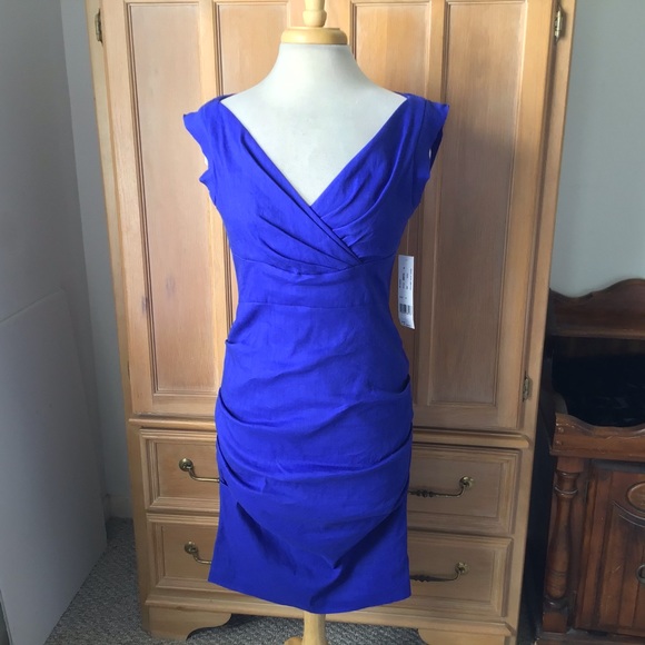 ❤️SOLD❤️NWT NICOLE MILLER STRETCH LINEN DRESS - Picture 2 of 9